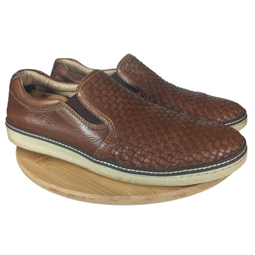 J & M Sheepskin Loafers Slip-on Brown Basketweave Size 12M